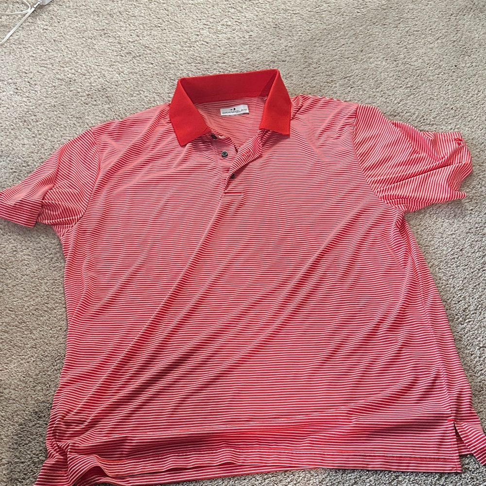Grand Slam Red and White Striped Polo Shirt golf